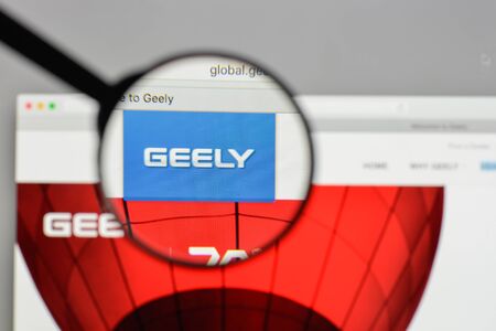 Milan, Italy - August 10, 2017: Geely logo on the website homepage.のeditorial素材