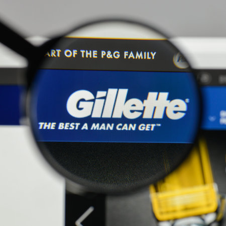 Milan, Italy - August 10, 2017: Gillette logo on the website homepage.