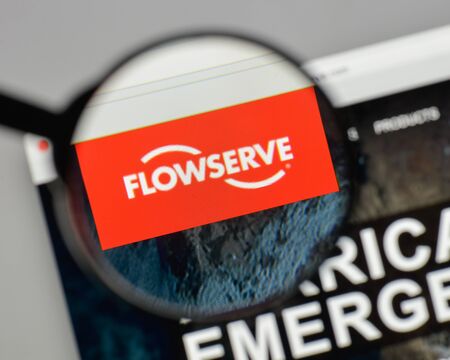 Milan, Italy - August 10, 2017: Flowserve logo on the website homepage.のeditorial素材