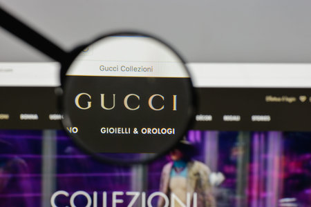 Milan, Italy - August 10, 2017: Gucci logo on the website homepage.