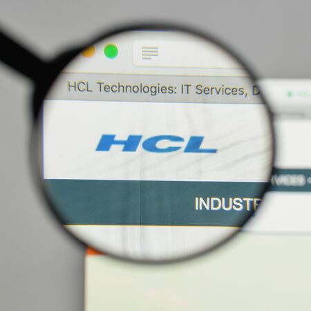 Milan, Italy - August 10, 2017: HCL Technologies logo on the website homepage.のeditorial素材