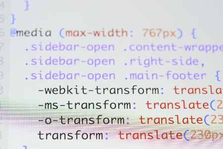 Real css code developing screen. Programing workflow abstract algorithm concept. Lines of css code visible.の写真素材