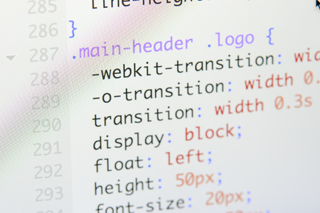 Real css code developing screen. Programing workflow abstract algorithm concept. Lines of css code visible.の写真素材