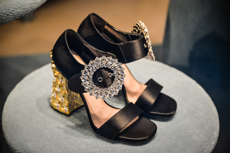 Milan, Italy - September 24, 2017:  Miu Miu shoes in a store in Milanのeditorial素材