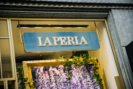 Milan, Italy - September 24, 2017:  La Perla store in Milan. Fashion week La Perla shoppingのeditorial素材