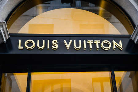 Milan, Italy - September 24, 2017:  Louis Vuitton store in Milan. Fashion week Louis Vuitton...