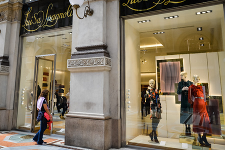 Milan, Italy - September 24, 2017:  Luisa Spagnoli store in Milan. Fashion week Luisa Spagnoli shoppingのeditorial素材