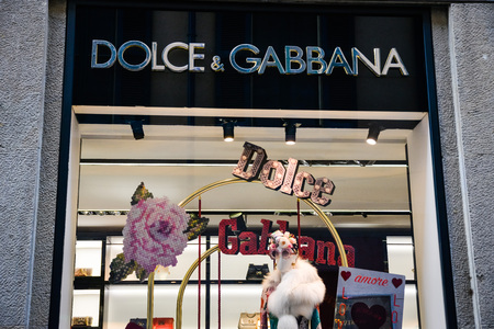 Milan, Italy - September 24, 2017:  Dolce Gabbana store in Milan. Fashion week Dolce Gabbana shoppingのeditorial素材
