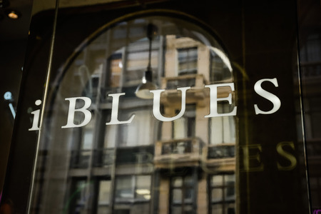 Milan, Italy - September 24, 2017:  I Blues store in Milan. Fashion week  iBlues shoppingのeditorial素材