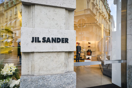 Milan, Italy - September 24, 2017:  Jil Sander store in Milan. Fashion week Jil Sander shoppingのeditorial素材