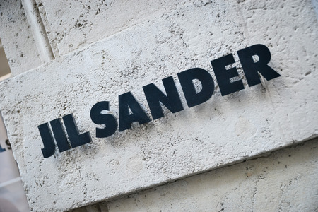 Milan, Italy - September 24, 2017:  Jil Sander store in Milan. Fashion week Jil Sander shoppingのeditorial素材