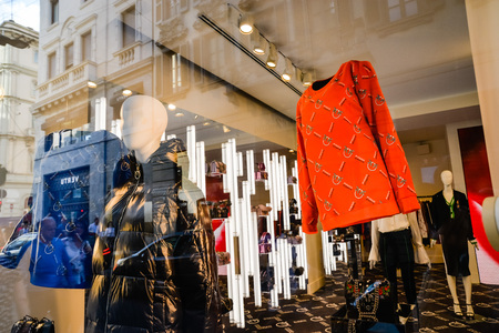 Milan, Italy - September 24, 2017:  Pinko store in Milan. Fashion week Pinko shoppingのeditorial素材
