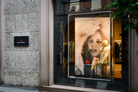 Milan, Italy - September 24, 2017:  Peuterey store in Milan. Fashion week Peuterey shoppingのeditorial素材