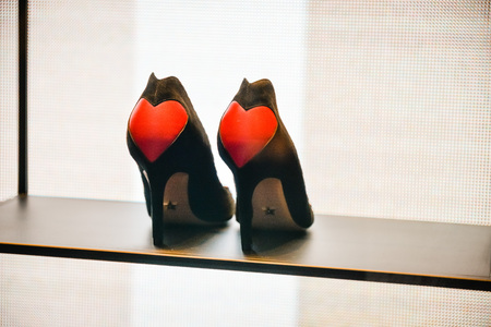 Milan, Italy - September 24, 2017:  Dior shoes in a Milan storeのeditorial素材