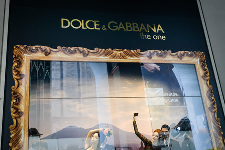 Milan, Italy - September 24, 2017:  Dolce Gabbana store in Milan. Fashion week Dolce Gabbana...