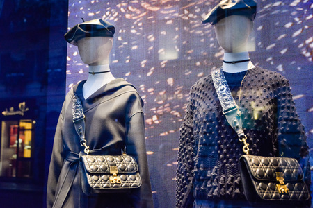 Milan, Italy - September 24, 2017:  Dior store in Milan. Fashion week Dior shoppingのeditorial素材