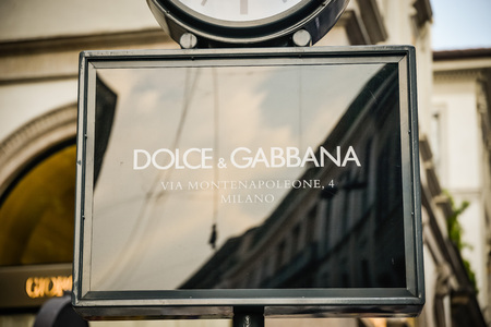 Milan, Italy - September 24, 2017:  Dolce Gabbana store in Milan. Fashion week Dolce Gabbana shoppingのeditorial素材