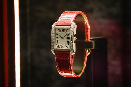 Milan, Italy - September 24, 2017:  Cartier store in Milan. Fashion week Cartier shoppingのeditorial素材