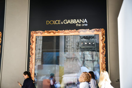Milan, Italy - September 24, 2017:  Dolce Gabbana store in Milan. Fashion week Dolce Gabbana...