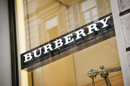 Milan, Italy - September 24, 2017:  Burberry store in Milan. Fashion week Burberry shoppingのeditorial素材