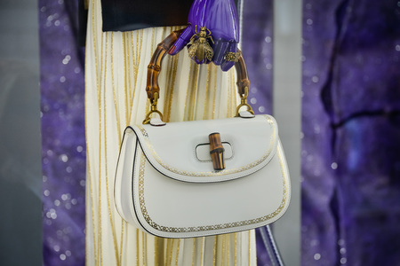 Milan, Italy - September 24, 2017:  Gucci store in Milan. Fashion week Gucci shoppingのeditorial素材