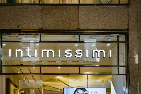 Milan, Italy - September 24, 2017:  Intimissimi store in Milan. Fashion week Intimissimi shoppingのeditorial素材