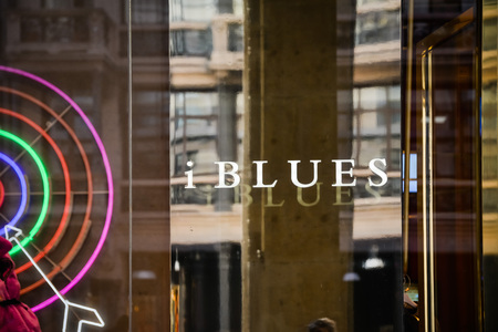 Milan, Italy - September 24, 2017:  I Blues store in Milan. Fashion week  iBlues shoppingのeditorial素材