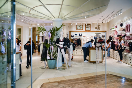 Milan, Italy - September 24, 2017:  Intimissimi store in Milan. Fashion week Intimissimi shopping