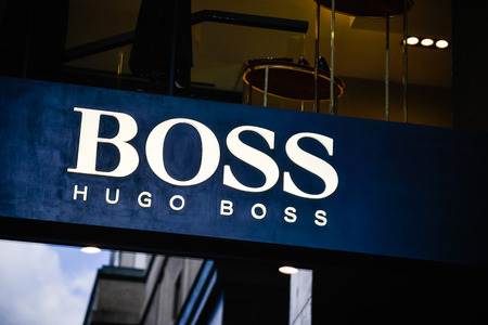 Milan, Italy - September 24, 2017:  Hugo Boss store in Milan. Fashion week shoppingのeditorial素材