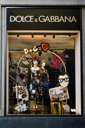 Milan, Italy - September 24, 2017:  Dolce Gabbana store in Milan. Fashion week Dolce Gabbana shoppingのeditorial素材