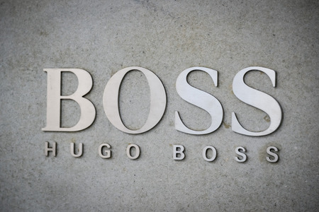 Milan, Italy - September 24, 2017:  Hugo Boss store in Milan. Fashion week shoppingのeditorial素材
