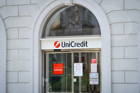 Milan, Italy - September 24, 2017:  Unicredit bank in Milanのeditorial素材