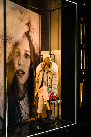 Milan, Italy - September 24, 2017:  Peuterey store in Milan. Fashion week Peuterey shoppingのeditorial素材
