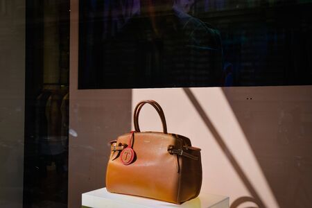 Milan, Italy - September 24, 2017:  Trussardi store in Milan. Fashion week Trussardi shoppingのeditorial素材