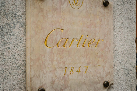 Milan, Italy - September 24, 2017:  Cartier store in Milan. Fashion week Cartier shopping