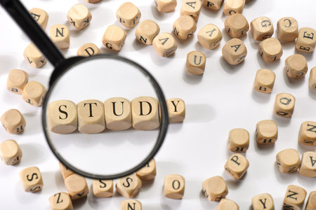 Study word on wooden cubes. Study concept