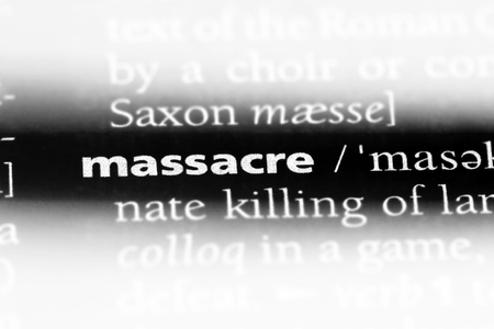 massacre word in a dictionary. massacre concept.の写真素材
