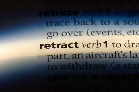 retract word in a dictionary. retract concept.の写真素材
