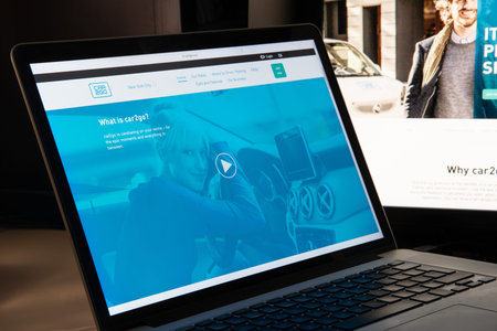 Milan, Italy - August 15, 2018: Car2Go website homepage. Car2Go logo visible.