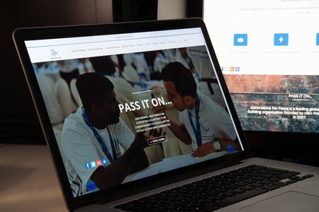 Milan, Italy - August 15, 2018: Generation for Peace NGO website homepage. Generation for Peace logo visible.のeditorial素材