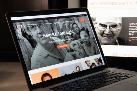 Milan, Italy - August 15, 2018: Fred Hollows Foundation NGO website homepage. Fred Hollows Foundation logo visible.のeditorial素材