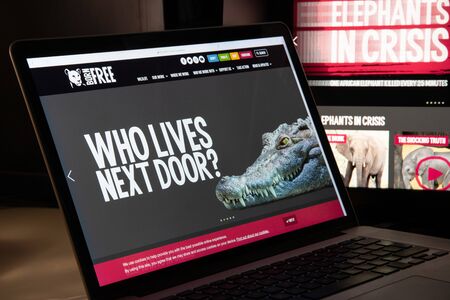 Milan, Italy - August 15, 2018: Born Free Foundation NGO website homepage. Born Free Foundation logo visible.のeditorial素材