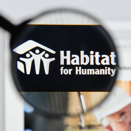 Milan, Italy - August 20, 2018: Habitat org website homepage. Habitat org logo visible.のeditorial素材