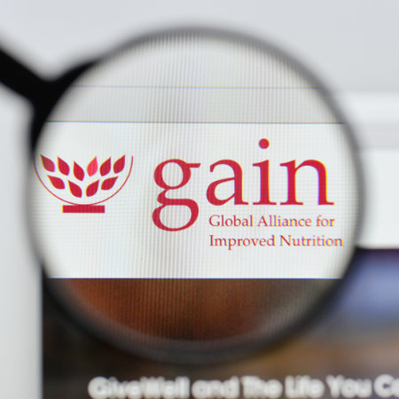 Milan, Italy - August 20, 2018: GAIN website homepage. GAIN logo visible.
