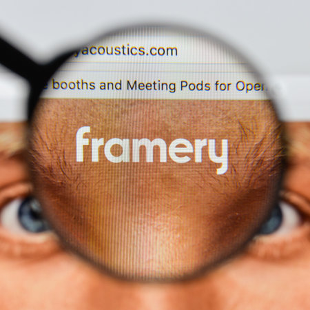 Milan, Italy - August 20, 2018: Framery website homepage. Framery logo visible.のeditorial素材