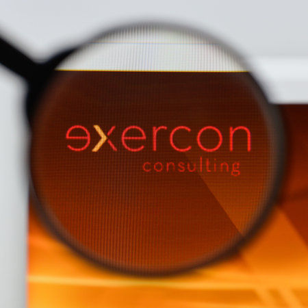 Milan, Italy - August 20, 2018: exercon sales website homepage. exercon sales logo visible.