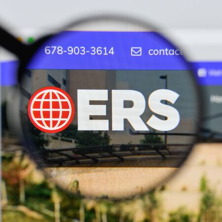 Milan, Italy - August 20, 2018: e-r-s materials website homepage. e-r-s materials logo visible.のeditorial素材