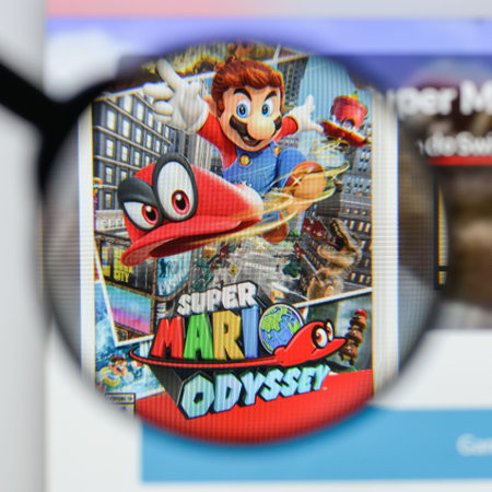 Milan, Italy - August 20, 2018: Super Mario Odyssey website homepage. Super Mario Odyssey logo...