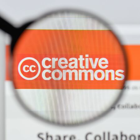 Milan, Italy - August 20, 2018: Creative Commons website homepage. Creative Commons logo visible.のeditorial素材
