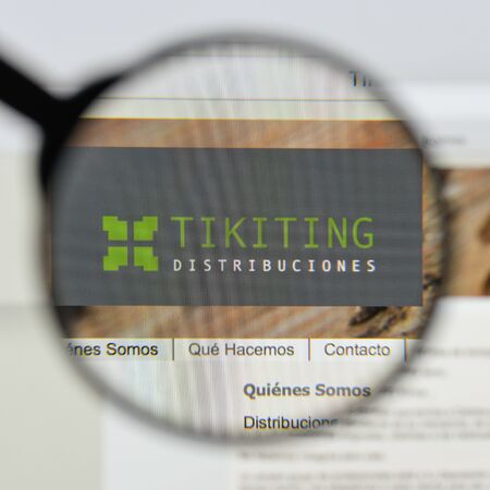 Milan, Italy - August 20, 2018: Tikiting Distribuciones website homepage. Tikiting Distribuciones logo visible.のeditorial素材